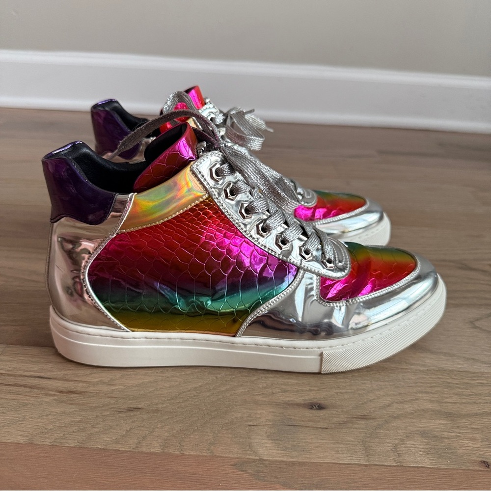 Encore by Fiesso FI-2384 multi-color lace-up high-top sneakers